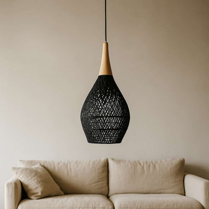 Black Wicker Pendant Light