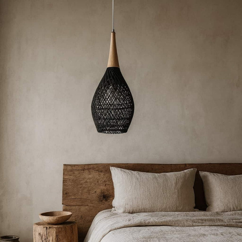 Black Wicker Pendant Light