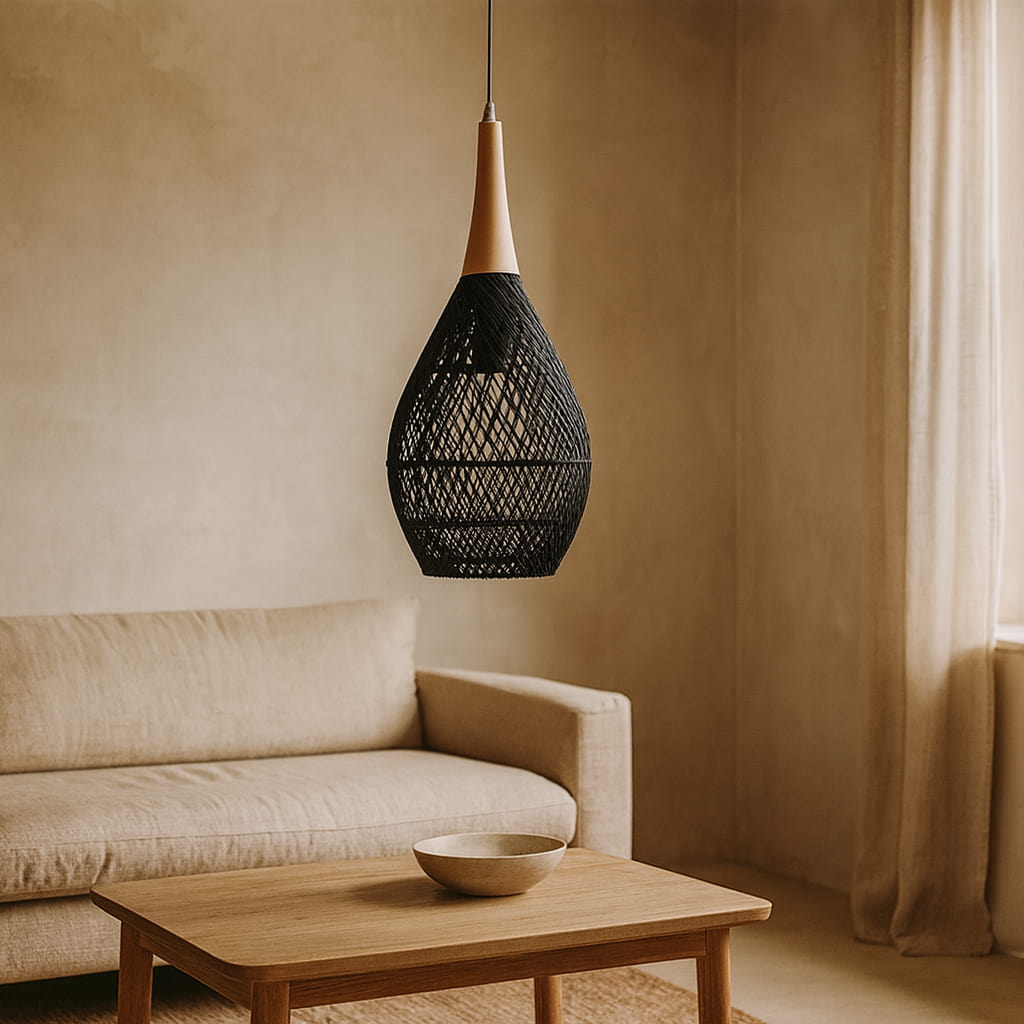 Black Wicker Pendant Light