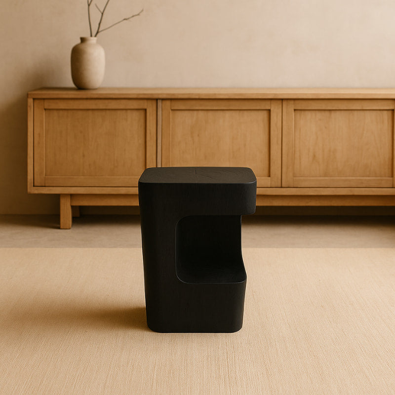 Black Wood Stool