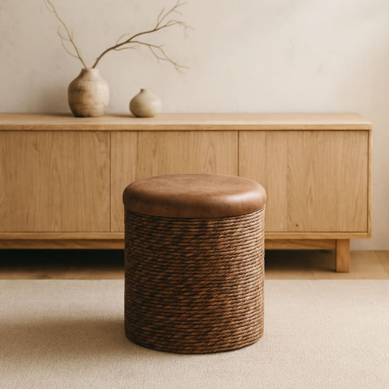 Wabi Sabi Brown Storage Ottoman